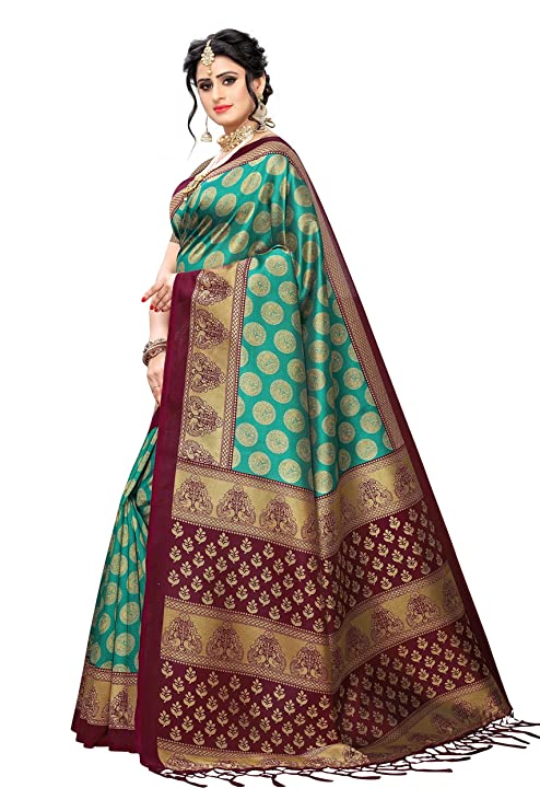 Anni Designer Women's Rama Color Khadi Silk Saree