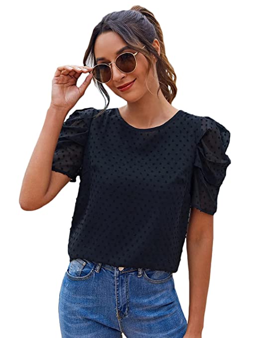 Stylistico Puff Sleeve Chiffon Top for Women's