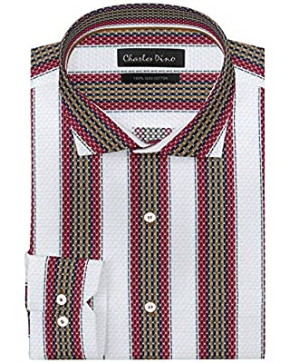 Charles Dino White 100% Cotton Men's Wear Striped Formal Cotton Shirt