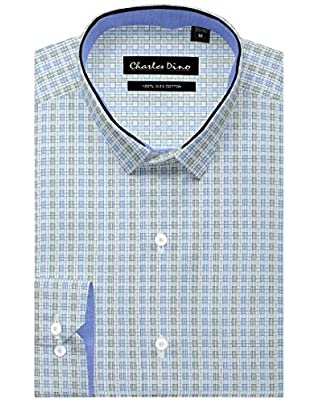 Charles Dino Blue Men's Wear Checkered Formal Cotton Regular Wear Shirt