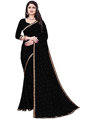 BETHAKJI CREATION� Women's Embellished Georgette 5.5 Meter Fancy Exclusive wear Saree with 0.80 Meter Unstitched Blouse Piece