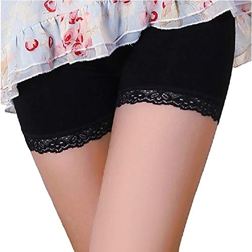 GLAMORAS Women's Girl's  4 Way Stretch Cotton Short Length Lace Cycling Shorts/Yoga Shorts/Under Skirt Shorts/Safety Shorts,Free Size