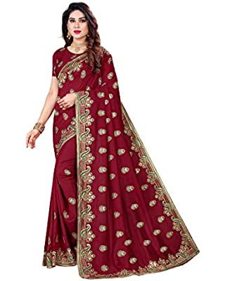 NEEAH Women's Banarasi Art Silk Saree With Un-stitched Blouse