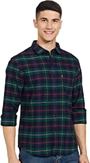 Fanic Men's Cotton Checkered Casual Slim Fit Shirt